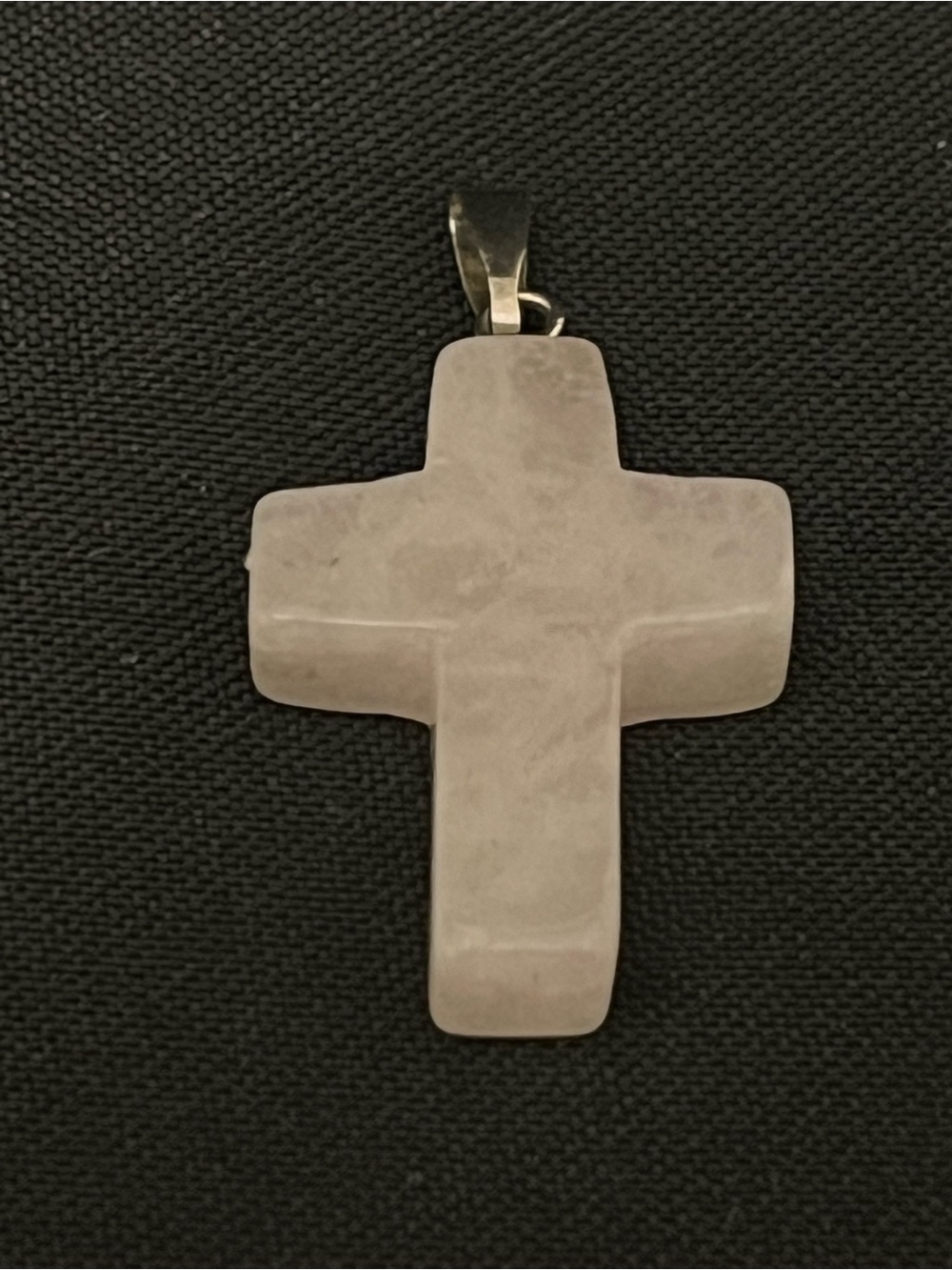 Rose Quartz Cross Pendant with Sterling Silver Bail- Soft Pink Stone